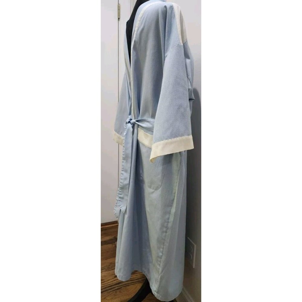 Vintage Bill Blass Gingham Cotton Belted Robe Housecoat One Size Kimono Style - Picture 2 of 7